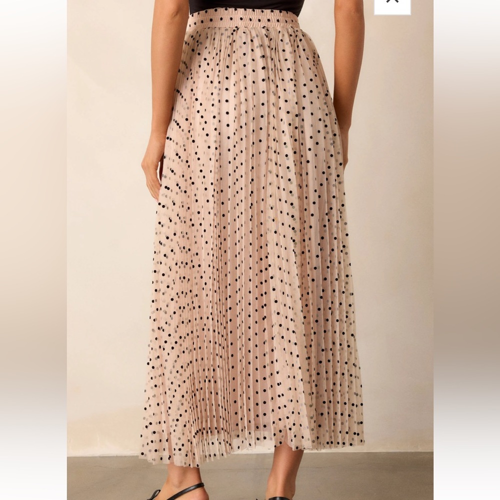 Red dress boutique - VINTAGE WAVE BEIGE TULLE POLKA DOT MAXI SKIRT - Picture 5 of 9
